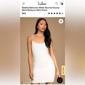 Lulus white ruched scoop neck bodycon mini dress